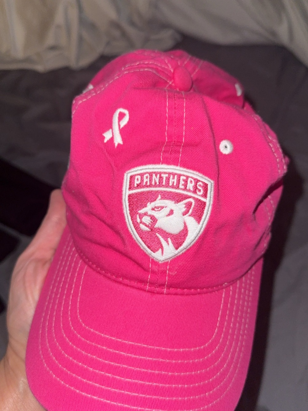 Pink Florida Panthers Embroidered Breast cancer awareness Baseball hat